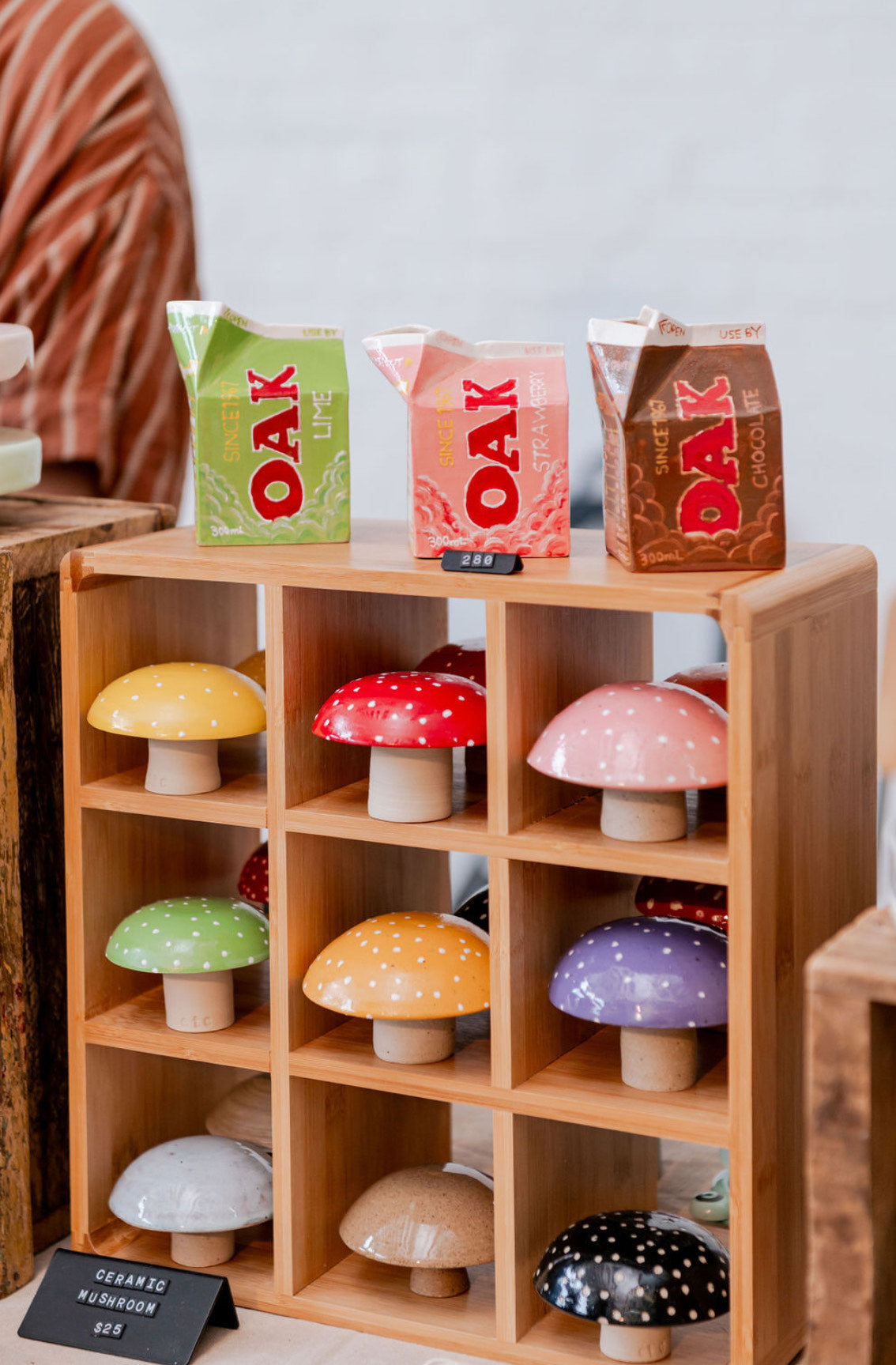 Ceramic Strawberry Oak Milk Carton