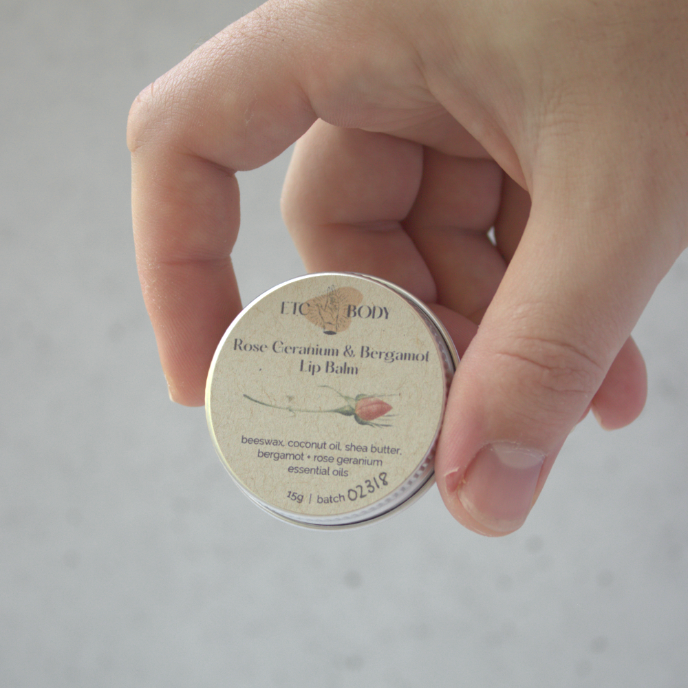 Rose Geranium + Bergamot Lip Balm